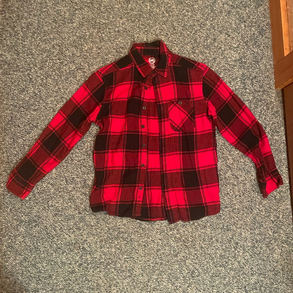 Wonder Nation Red and Black Plaid Button Down Shirt